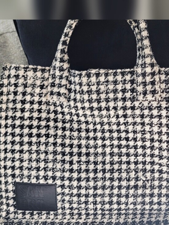 Sandro Handbags - Sandro Black & White Houndstooth Tote